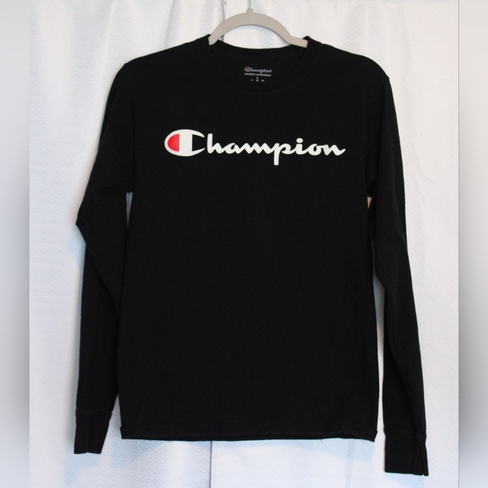 Champion Long Sleeve Tee Black Unisex Small